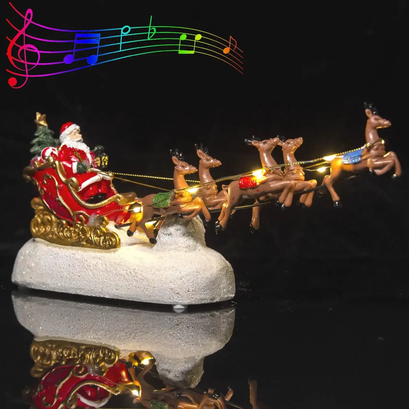 Santa's Sleigh Light-Up Figurine
